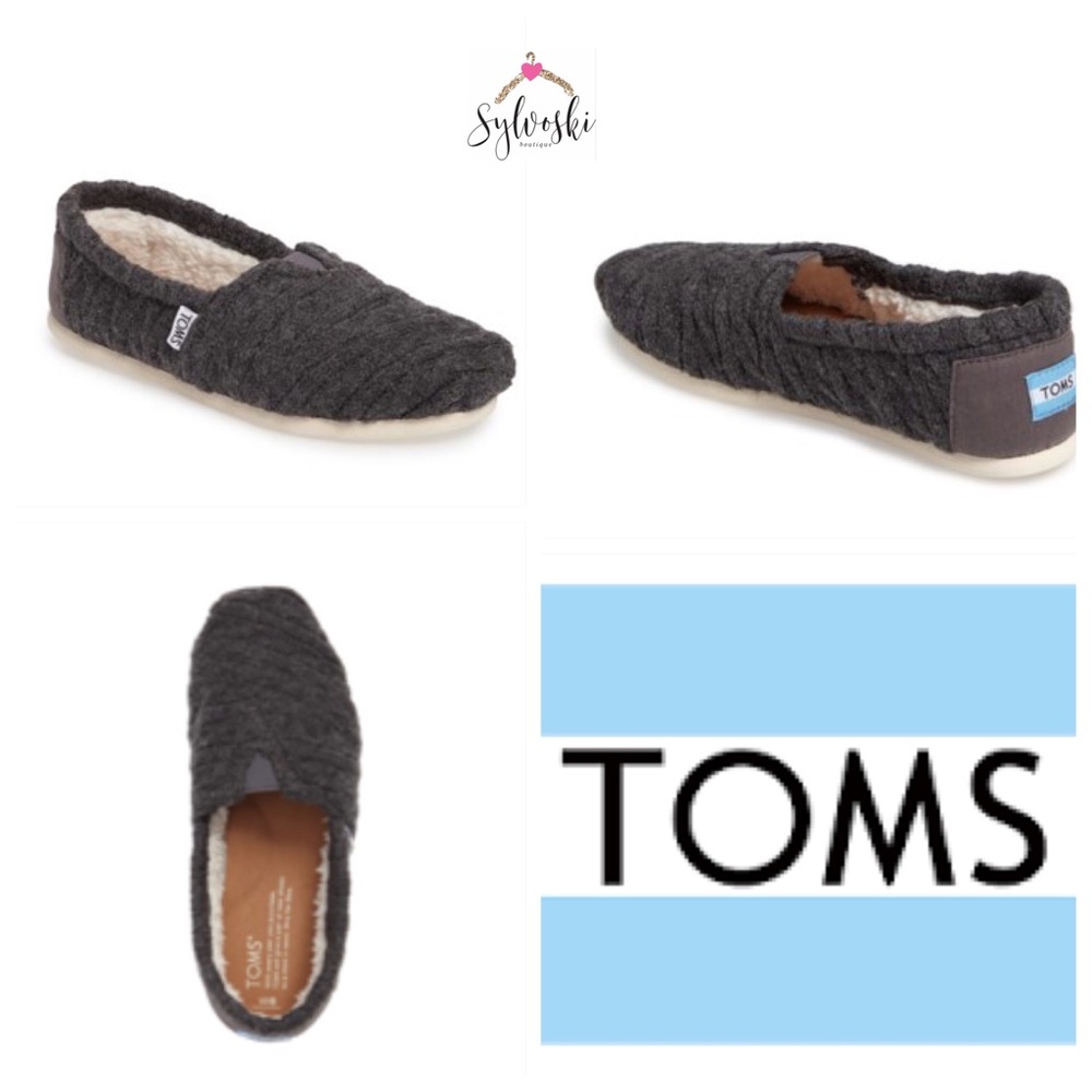 🆕 TOMS Classic  Knit Faux Shearling Lined Slip-O - Picture 2 of 8